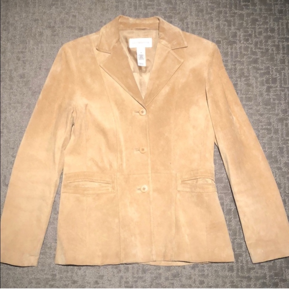 EUC Liz Claiborne 100% Tan Suede Blazer Y2K